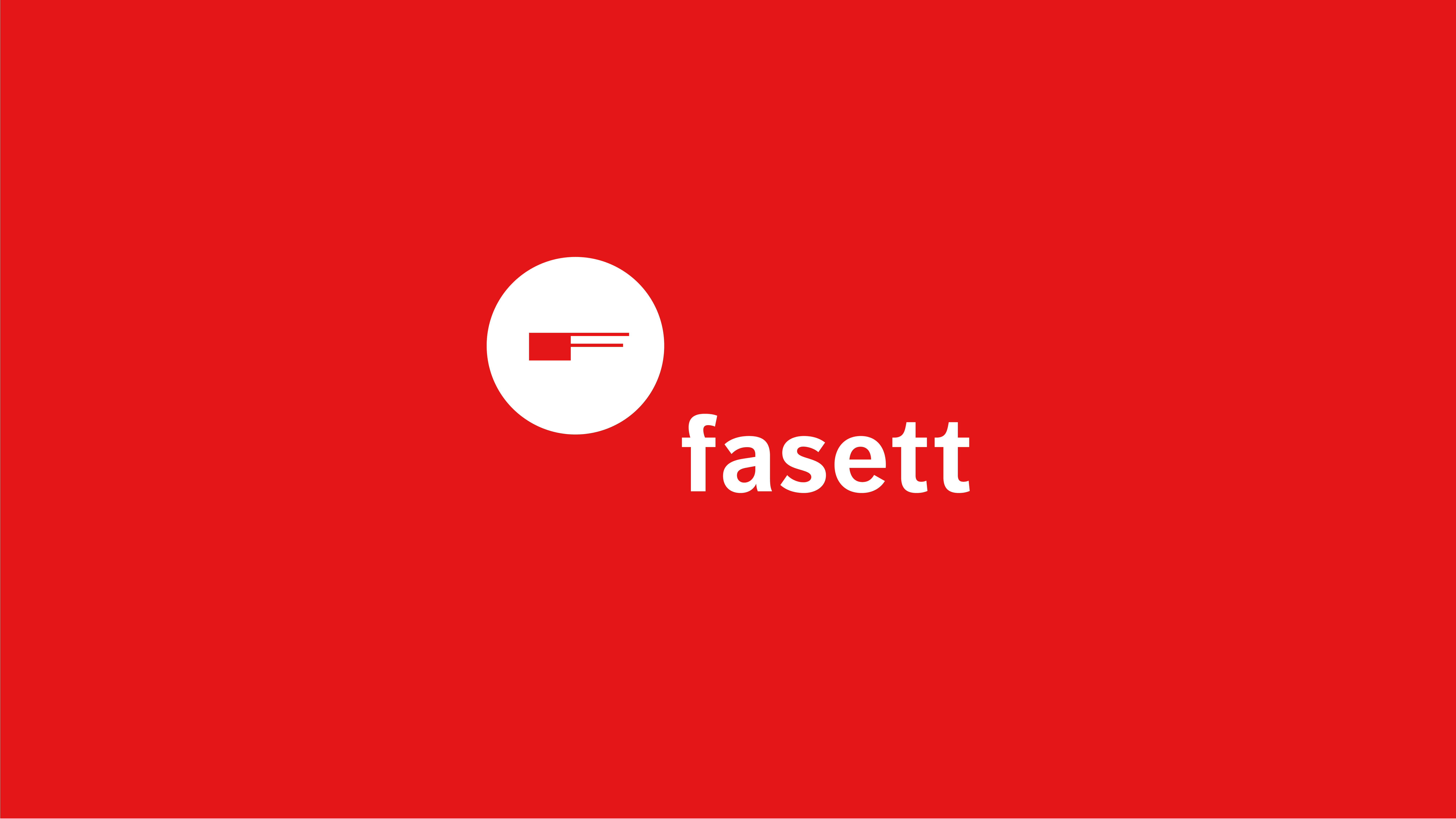 Fasett logo på rød bakgrunn