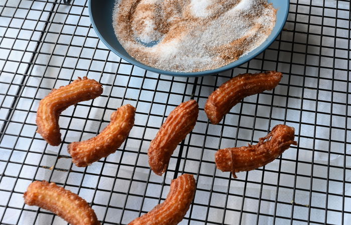 Churros with liquid chocolate dip