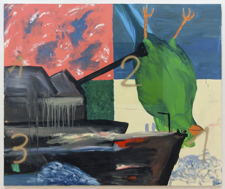 Martin Kippenberger Untitled Krieg Bose 1991199 5 x 239 8 cm olje og metallisk spray pa lerret c Martin Kippenberger Christen Sveaas Kunstsamling